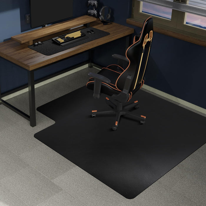 SALLOUS Office Chair Mat for Carpet, 48" x 36" Heavy Duty Chair Mat for Carpeted Floors, Gaming Chair Mat with Grips, Rolling Desk Chair Floor Mat for Home Office (Black, Extended Lip)