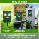 1Pcs Ultrasonic Animal Repellent Outdoor Solar Animal Repeller with Motion Sensor&LED Strobe Light Waterproof Cat Repellent Deer Repellent Devices Dog Deterrent Skunk Repellent for Yard Farm