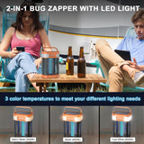 Solar Bug Zapper, 4200V Mosquito Zapper, Cordless & Rechargeable Bug Zapper Outdoor with LED Light, Portable Waterproof Electric Fly Zapper with Hook, for Patio Camping Backyard Garden