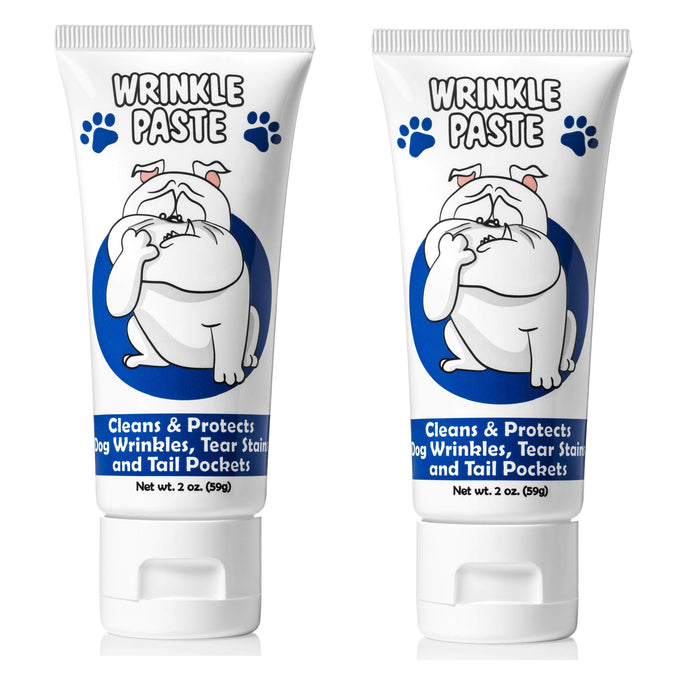 Squishface Wrinkle Paste - 2 Pack - Bulldog, French Bulldog, Pug, English Bulldog – Cleans Wrinkles, Tear Stain, Tail Pockets, and Paws – Anti-Itch Tear Stain Remover & Bulldog Wrinkle Cream, 2 Oz.