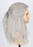 Topcosplay Long Curly Grey Wig for Men Cosplay Wig for Halloween Fancy Dress Party (Grey)