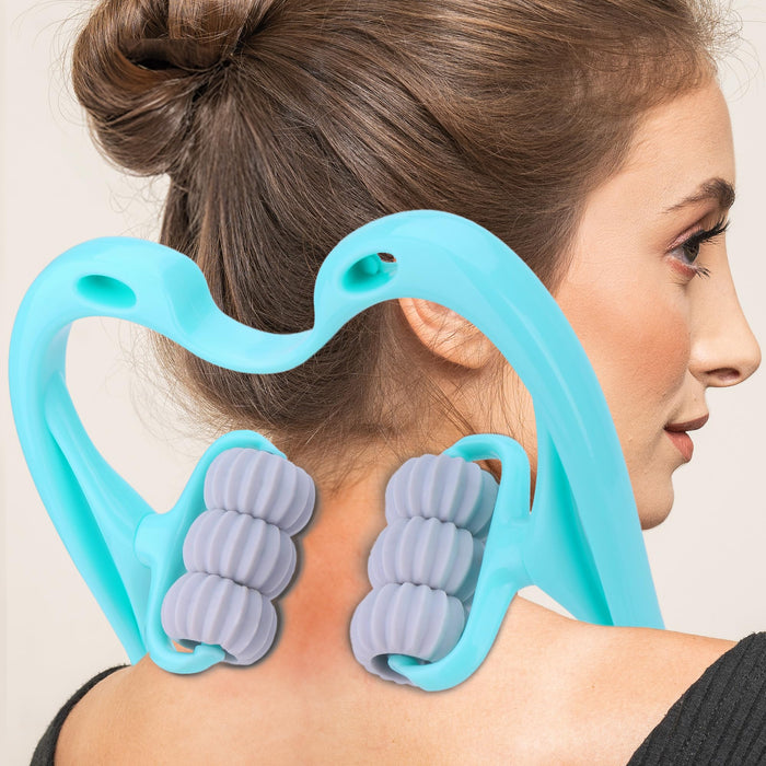 SUNHEAL Neck Massager Roller for Targeted Neck Pain Relief - Handheld Massager with 6 Balls for Deep Tissue Massage in Neck, Back, and Shoulders