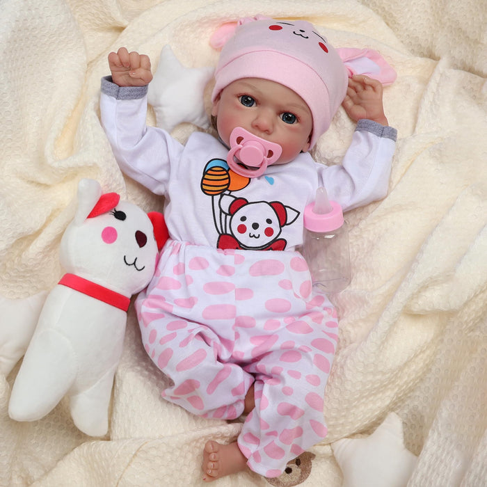 DAYOFF KIDS Reborn Baby Dolls, 18 Inches Realistic Baby Doll That Look Real，Christmas/Birthday Baby Dolls Gift for Kids Age 3+ (Lisa.M)