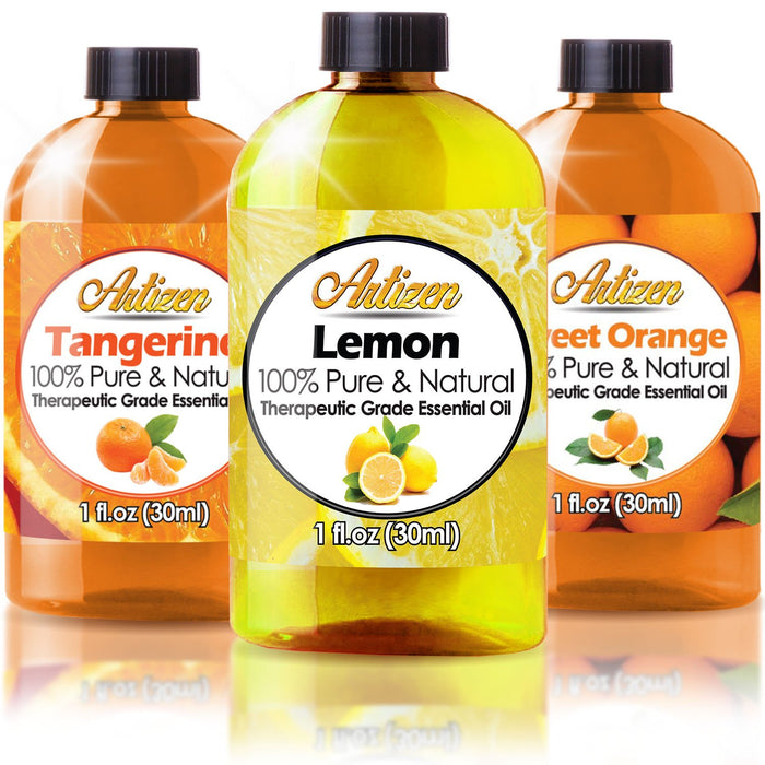 Artizen Citrus Essential Oils Set - 1 Ounce 3 Pack (100% PURE) Sweet Orange, Lemon, and Tangerine - Bonsai & Citrus Ginger Fragrance Oil - Essential Oils Big Bottle Sets
