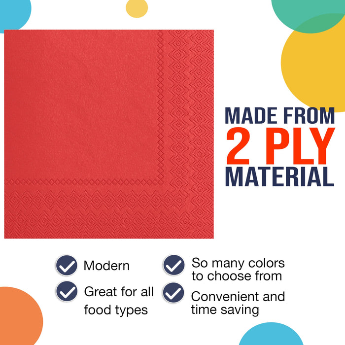 100 Pack Red Paper Napkins Disposable, 2 Ply Party Napkins, Red Disposable Napkins, Fun Napkins Everyday - Red Napkins Great As Luncheon Napkins Or Dinner Napkins Paper Exquisite