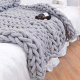 Chunky Knit Blanket Throw 40"×40", Hand Knitted Warm Chenille Throw Blanket, Home Decor Soft Thick Yarn Cable Knit Blanket, Soft Breathable Fleece Banket Christmas for Couch Bed Sofa Best Gift (Gray)