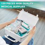 General Medi 120 Pieces Hardcase First Aid Kit - First Aid Box Includes Instant Cold Pack, Emergency Blanket for Travel, Home, Office, Vehicle, Camping, Workplace & Outdoor