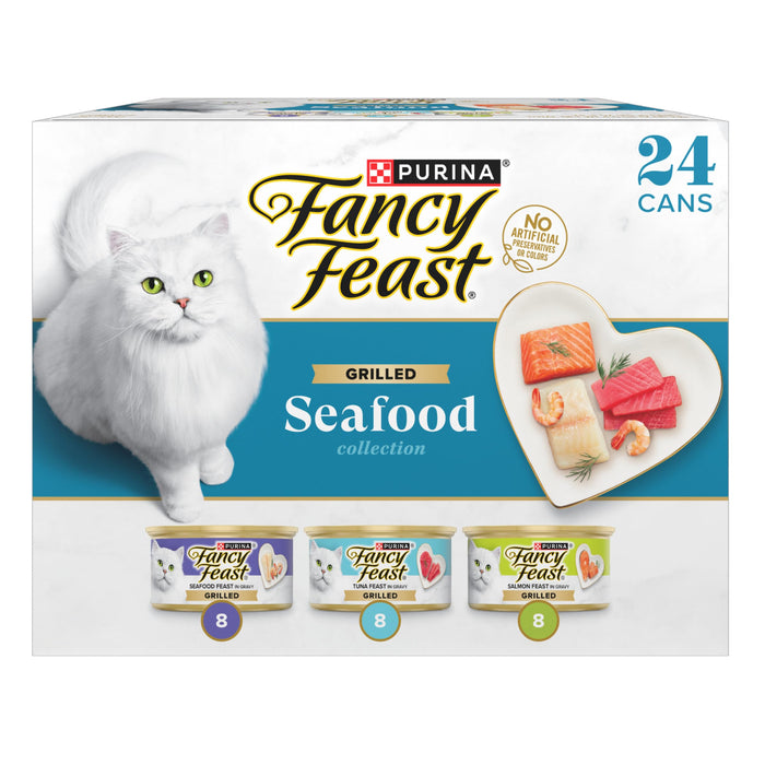 Purina Fancy Feast Grilled Seafood Wet Cat Food, 3 oz Cans, 24-Pack