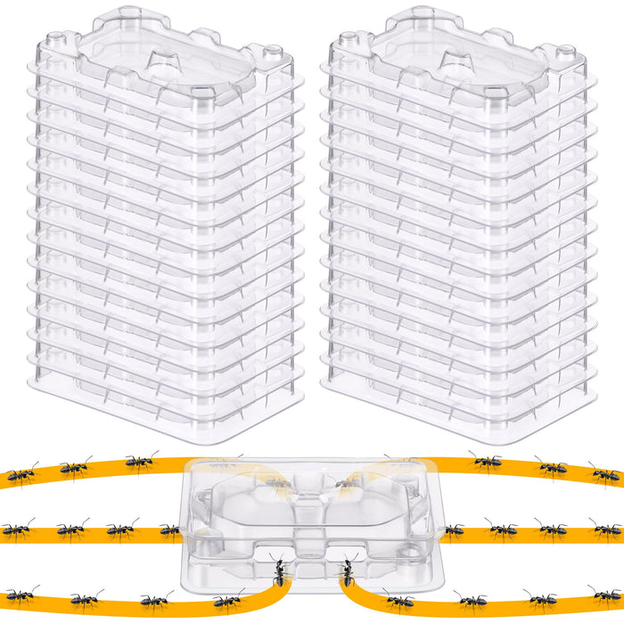 Qualirey 32 Pcs Ant Bait Stations Reusable (Bait NOT Included), Multi Surface Ant Killer Trap for Home, Control for Indoor and Outdoor Use, Roach Station for Common Household (16 Set, Standard Size)
