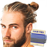 HAVHAF Knotted Mens Hair Ties For Men 8pcs (Thin, Mono Blue) - No damage Crease Breakage Man Bun Hair Tie Men with Long Hair For Curly Thick Elastic Hair Ties For Guys | Perfect hairtie For Men