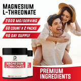 2 Packs 60 Capsules - 2000mg Magnesium L-Threonate Capsules - 144mg Elemental Magnesium per Serving