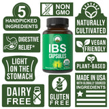 USDA Organic IBS Capsules for Relief, Ingestion, Bloating, Gas. Irritable Bowel Supplement with 5 Handpicked Organic Ingredients. Peppermint Oil, Sea Buckthorn, Fennel Seed, Rosemary Leaf, Basil Leaf