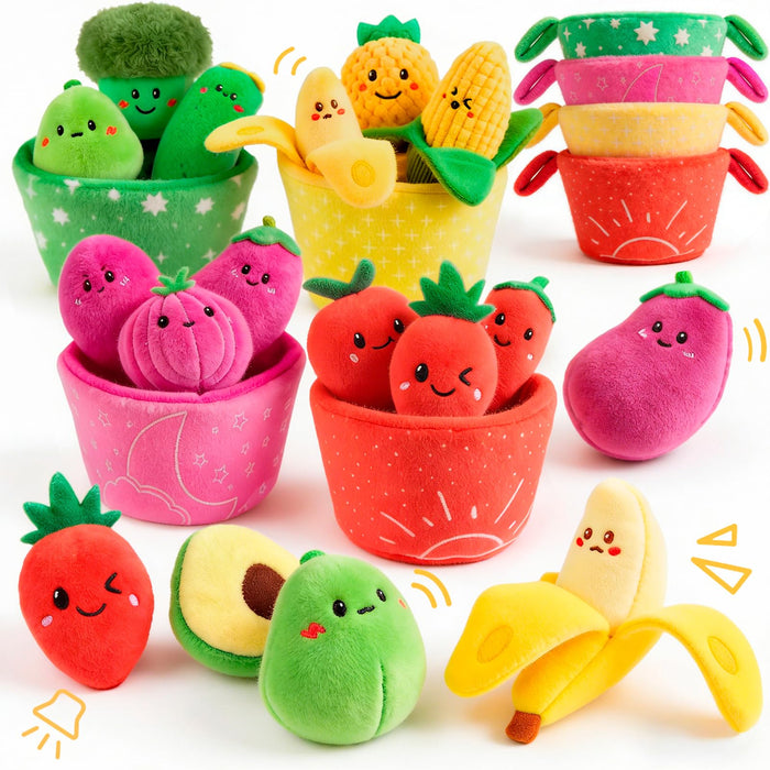 SAIMAND Baby Toys 6-12 Months,16PCS Montessori Plush Sensory Play Food Gift