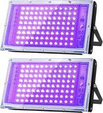 Glostars 100W LED UV Black Light, Powerful UV Spotlight, IP66, 395nm UV Lamp for Christmas, Halloween Glow Party(2 Packs)