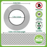 De-Bird Scare Tape, 350 ft Reflective Bird Deterrent, Dual Sided for Outdoor, Pigeon Control Easy Install Tape for Garden and Patio