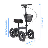 Medline All-Terrain Knee Walker, Alternative to Crutches, Hand Brakes, Basket, Brakes, 12-Inch Wheels, Light Weight