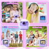 Upgrade Kids Camera Instant Print for Boys and Girls, 1080P HD Dual-Lens Selfie Digital Camera with Print Paper & 32G Card, Christmas Birthday Gifts Toys for Toddler and Teenagers Age 3-16 Years Old