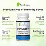 Zenrenu Quercetin Zinc Vitamin C Vitamin D - 6 in 1 Immunity Vitamins with Curcumin for Immune Defense & Antioxidant Support - Easy to Absorb Immunity Booster, 100 Vegetarian Capsules