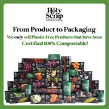 HOLY SCRAP! Large Compostable Trash Bags - 10-13 Gallon, 100 Pack, 100% Plastic-Free Decomposing Easy-Tie Trash Can Bags & Liners, Thick Kitchen, Bathroom & Backyard Bin Bags for Food & Green Waste