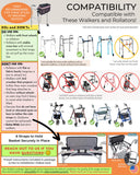 Walker Basket for Folding Walker with Flip-Down Walker Tray | Handy Cane/Reacher Strap & Cup Holder | Walker Bags for Folding Walker with Wheels, Organizer for Walker Accessories for Walker Caddy-PLUM