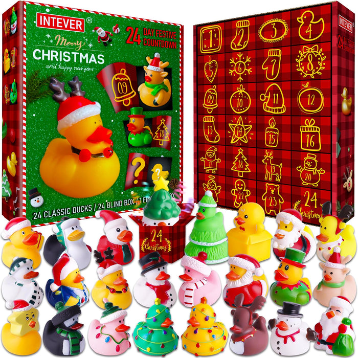 Intever Advent Calendar Christmas 2026, 24 Days of Surprise Rubber Ducks