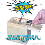 FunFamz The Original Spider Prank Box- Funny Wooden Box Toy Spider Prank, Hilarious Christmas, April Fool, or Birthday Surprise Toy and Gag Gift Practical Joke Bromas Kit