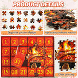 Advent Calendar 2024 Christmas Jigsaw Puzzle - 1008Pcs 24 Days of Christmas Countdown Calendar Xmas Fireplace Puzzle for Kids Christmas Gift Toys