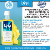 LYSI Cod Liver Oil Mint Lemon Flavor | 1100 mg Omega-3s Per Serving| Pure & Natural Cod Liver Oil | Icelandic Liquid Cod Liver Oil | GMP Certified | 8.12 Fl Oz | 48 Servings