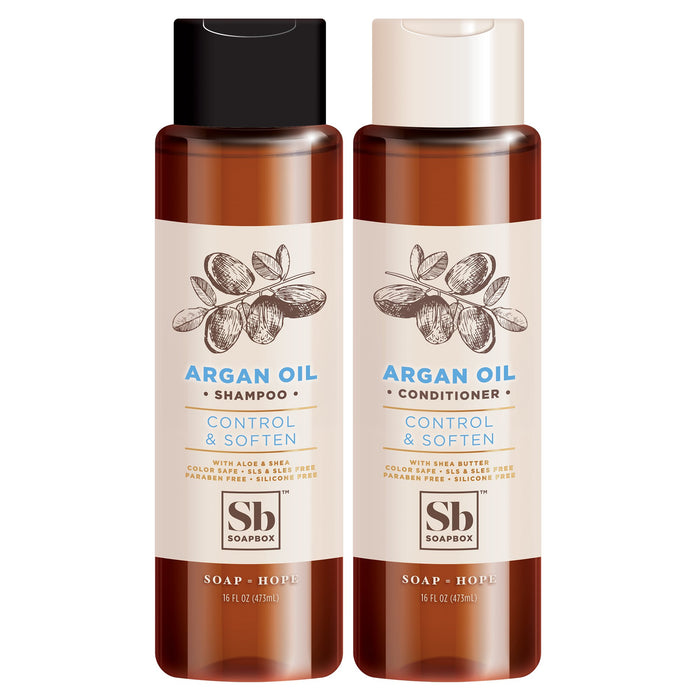 Soapbox Argan Shampoo & Conditioner Set, Volumizing, Vegan, Color Safe, Sulfate & Silicone Free, 16oz each (Pack of 2)