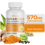 Turmeric Curcumin Supplements with Black Pepper, Licorice, Aloe Vera - 570mg Curcuminoids Extract, Organic Turmeric Powder, Soothe Digestive Health for Ulcers, Colitis, Gastric Support (30 Capsules)