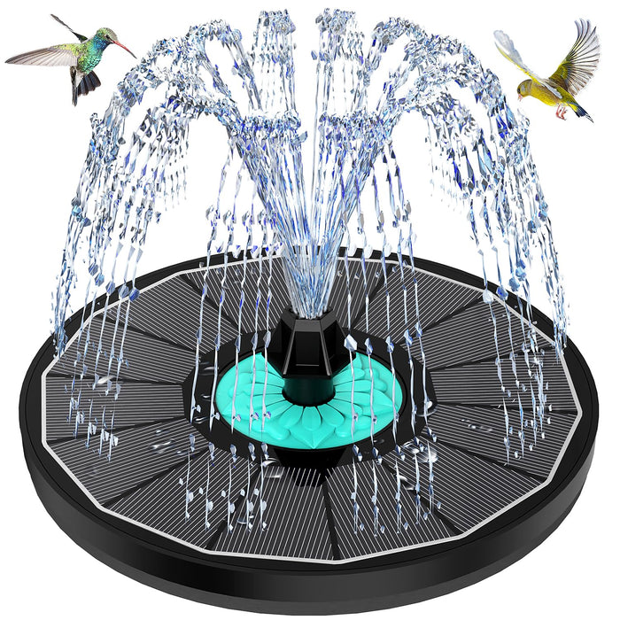 GAIZERL Solar Fountain Cyan Flower, Upgrade 3.5W Solar Bird Bath Fountains, Solar Powered Water Fountain with 7 Nozzles, 4 Fixed Pipes for Hummingbirds, Bird Bath, Garden, Pool, and Pond