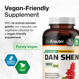 BIO KRAUTER Dan Shen Root Capsules - Organic Red Sage 1200 mg - Potent Antioxidant Source - Brain Health Support Supplement - Salvia Miltiorrhiza Root Pills - 250 Vegan Capsules