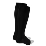 Truform 15-20 mmHg Compression Stockings for Men and Women, Knee High Length, Open Toe, Black, Large