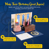 Laughalot Talking Trump Pop Up 3D Birthday card with Donald Trump Real Voice with Light & Sound Says Happy Birthday to Make Your Birthday Great – Donald Trump Interactive Card Gift for Men and Women