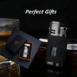 PROMISE Torch Lighter Triple Jet Flame Refillable Butane Lighter Windproof Lighter- Butane Not Included (Black Crackle)