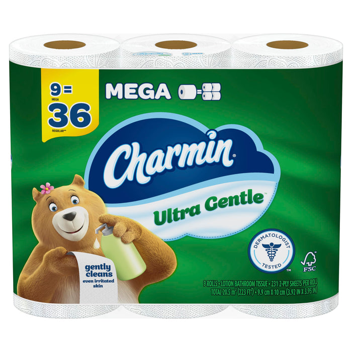 Charmin Ultra Gentle Toilet Paper, 9 Mega Rolls, 231 Sheets Per Roll