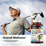 Panax Ginseng Capsules - Organic Korean Ginseng Pills - Natural Energy Supplement - Immune Support - Vegan Caps 1600 mg Serving