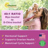 aSquared Nutrition Myo-Inositol & D-Chiro Inositol Supplement - 180 Capsules - Plus Vitamin D3 and Zinc - Myo & D-Chiro Inositol 40 to 1 Ratio - VIT B8 Complex Pills