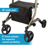 Carex Crosstour Rolling Walker Rollator - Rolling Walker with Seat - Folding, Euro Style Rollator, 4 Wheel Walker for Seniors- 300lb Capacity, Walker with Seat for Seniors