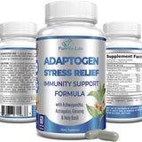 Adaptogen Stress Relief Immune Support Formula - Adaptogenic Adrenal Support with Ashwagandha, Astragalus, Ginseng, Holy Basil, Rhodiola, Amla, Maca, Schisandra, Non-GMO - 60 Capsules