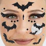 Party Factory Face Tattoo Bat, temporary glitter face tattoo for theme party, Halloween & carnival, children & adults