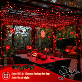 JMEXSUSS 2 Pack Red Solar Halloween Lights, Total 66FT 200 LED Solar Fairy Lights Outdoor, Waterproof Red Solar String Lights for Outside Christmas Tree Party Patio Decorations