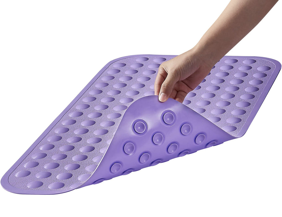 Yanzifly Bathtub Mat Non Slip Bath Mat for Tub Silicone Soft & Safe, Bath Tub Mat Non Slip Shower Mats, Suction Cups Bath Tub Anti Slip Matt for Kids Elderly Non Toxic, Machine Washable- Purple