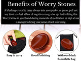 Set of 4 Thumb Worry Rubbing Stone for Anxiety Healing ~ Amethyst, Rose Quartz, Tigers Eye, Black Tourmaline Oval Cabochon Stone ~ Easy to Carry Natural Crystal Pocket Palm Stone