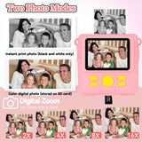 Instant Print Camera for Kids with 3 Rolls of Printer Paper, 1080P Toddler Digital Camera Toys for Age 3-12 with 32GB SD Card, Christmas & Birthday gifts for 3 4 5 6 7 8 Year Old Girls & Boys (pink)