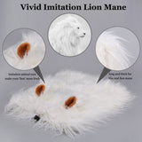 Onmygogo Lion Mane Wig for Dogs with Ears, Funny Pet Costumes for Halloween Christmas (Size L, White)