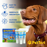 PetTest New Energy Boost Glucose SOS for Pets Instantly Increases Low Blood Sugar. B12 and Antioxidants 3x10ml Tubes. Fast Acting, Meat Flavoured, Rapid Recovery for Active or Diabetic Dogs & Cats.