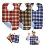 LoLosue 3Pcs Adult Bibs for Elderly, Men, Women, Reusable Adult Bibs for Eating, Washable Waterproof Mealtime Clothing Protectors with Crumb Catcher