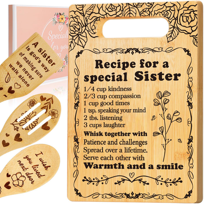 Sister Gifts from Sister, Sister Birthday Gift Ideas, Birthday gifts for Sister, Inspirational Quote Gifts for Women Bestie BFF Soul Sister Friend, Christmas Gifts for Sister- Cutting Board Set