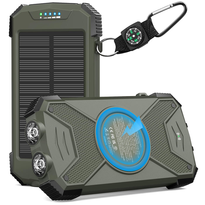 BLAVOR Solar Power Bank 10,000mAh Portable Wireless Charger for Cell Phones
